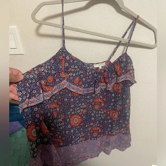 Joie Ghana Raspberry Silk Ruffle Tank S - Picture 2 of 5